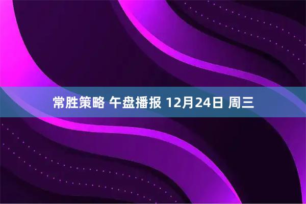 常胜策略 午盘播报 12月24日 周三